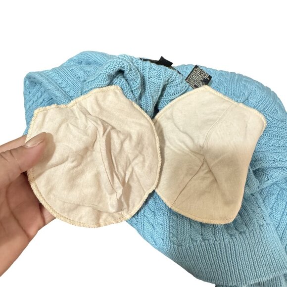 NWT Vintage Jeanne Pierre Cable Knit Cotton Sweater Blue Crewneck Women’s Small - Picture 9 of 9